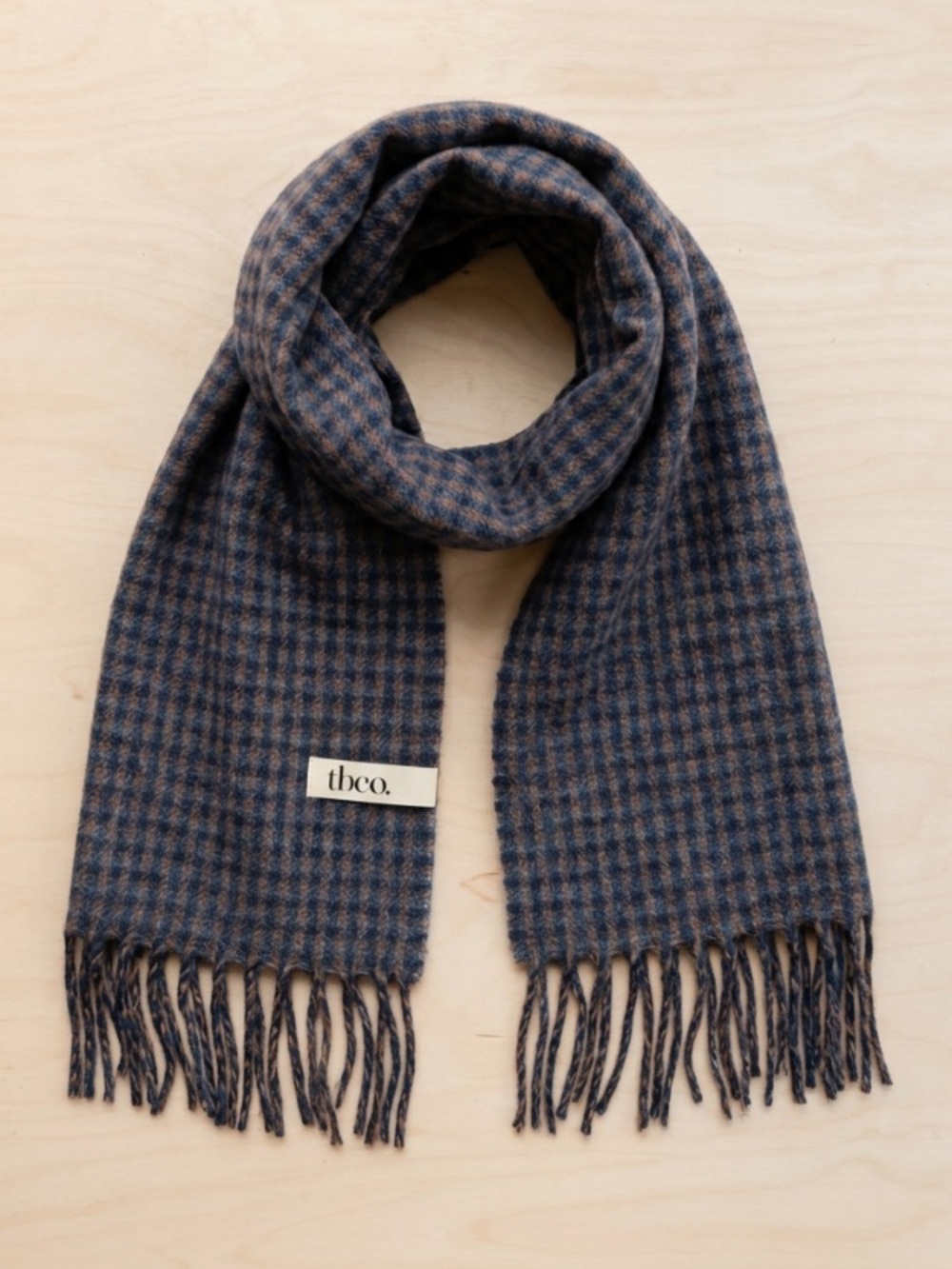 🪻{PRICE FIRM} TBCo. Lambswool Scarf ~ Blue Tweed Check - Picture 2 of 6